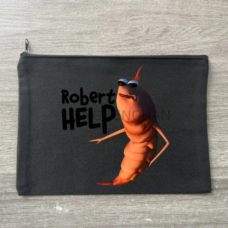 

Marcus The Worm Robert Meme Women Canvas Black Cosmetic Bag Cute Makeup Bags Lovely Cloth Wallet Cotton Zipper Purse Storage