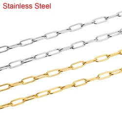 2 metri 4x10mm di larghezza catene per collana in acciaio inossidabile catene a maglie aperte in metallo sfuso lotto per accessori per la creazione di gioielli con bracciale fai da te