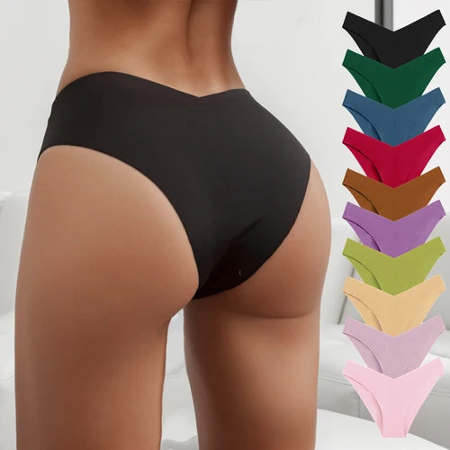 Imagen 2 del producto 10 unids/set nuevas bragas de mujer ropa interior femenina sin costuras lencería de seda de hielo sólida 10 piezas bragas de mujer 10 piezas envío gratis