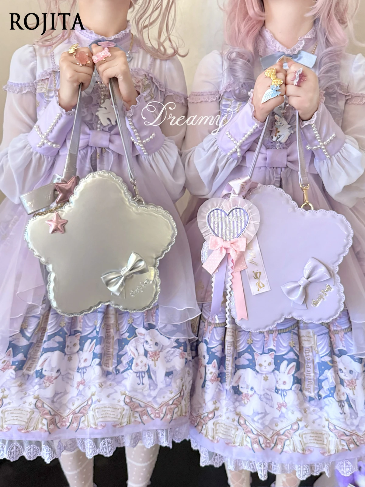 

Star Bag Original Lolita Cute Sweet Girl Lace Bow Crossbody Handbag Patent Leather Crossbody Bag Candy Color Women Bags