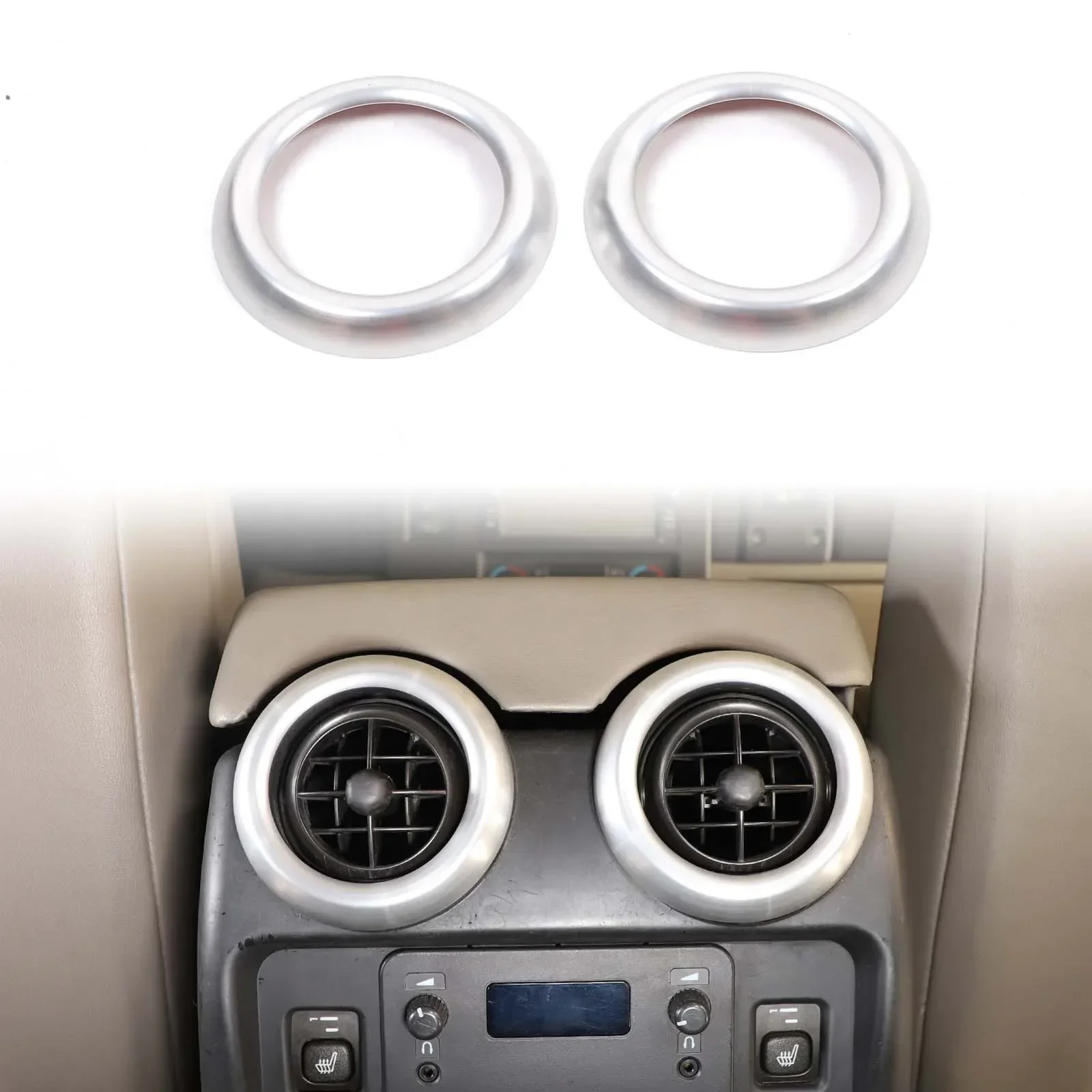 

For Hummer H2 2003-2007 Aluminum Alloy Silver/Red Car Rear Air Outlet Decorative Ring Trim sticker Car Interior Accessories