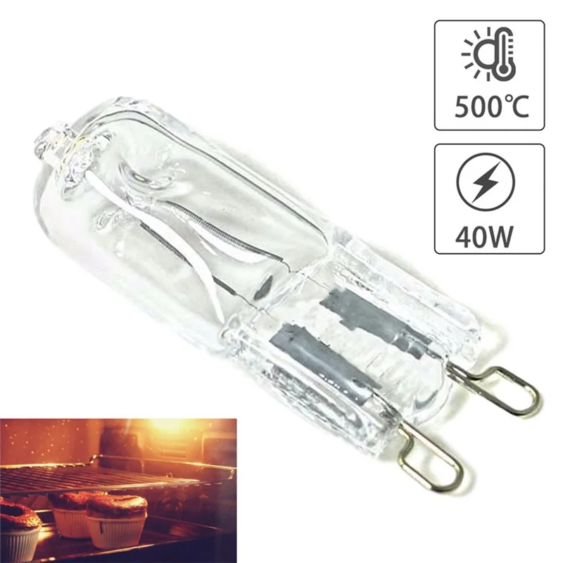 ABZV-G9 Oven Light High Temperature Resistant Durable Halogen Bulb Lamp for Refrigerators Ovens Fans 40W 500℃ Pin Bulb 120V