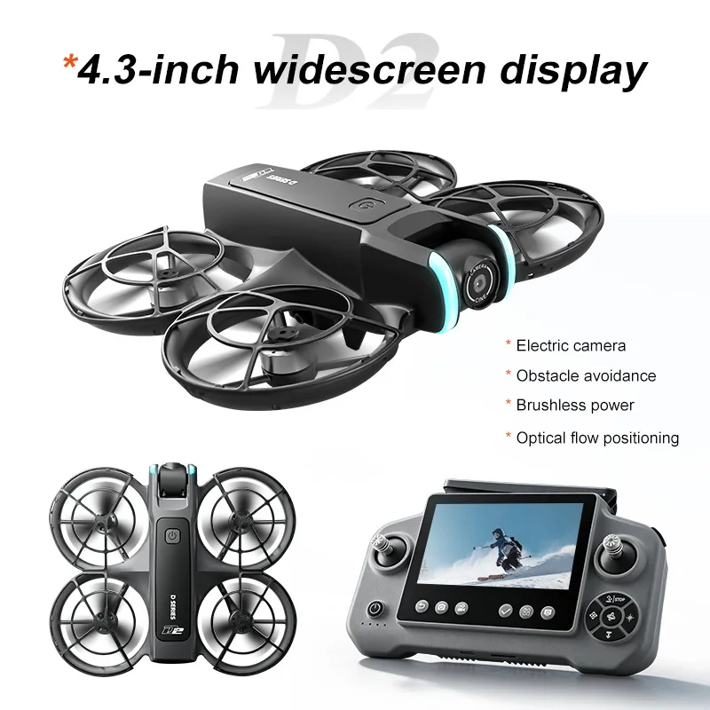 D2 Mini Drone 4K Professional Drone with Camera Large Screen 2.4G WIFI Dron Brushless Optical Flow Hover Folding Quadcopter Toys