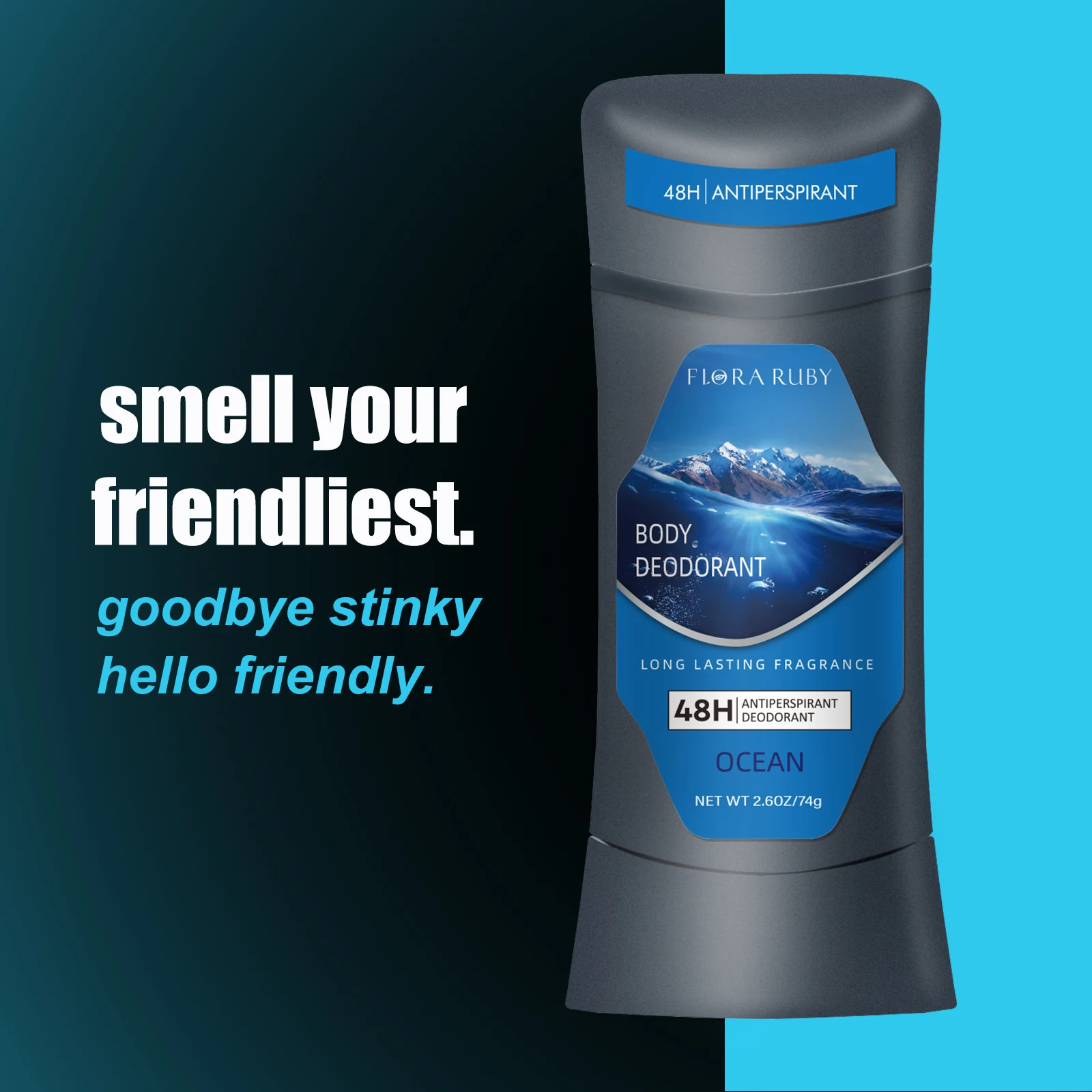 Crema desodorante de cuerpo completo para hombre, 72 horas, Control de olores de larga duración, eliminación de protección de olores, fragancia oceánica, desodorante deportivo para hombre