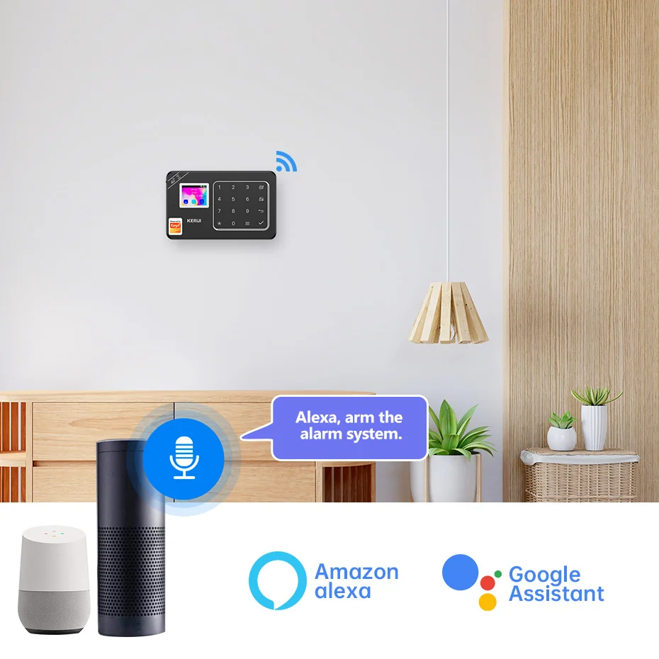 KERUI GSM WiFi/4G Home Alarm System with Motion Sensor, Tuya Smart APP, Compatible with Alexa, Door Sensor, Burglar Alarm W184