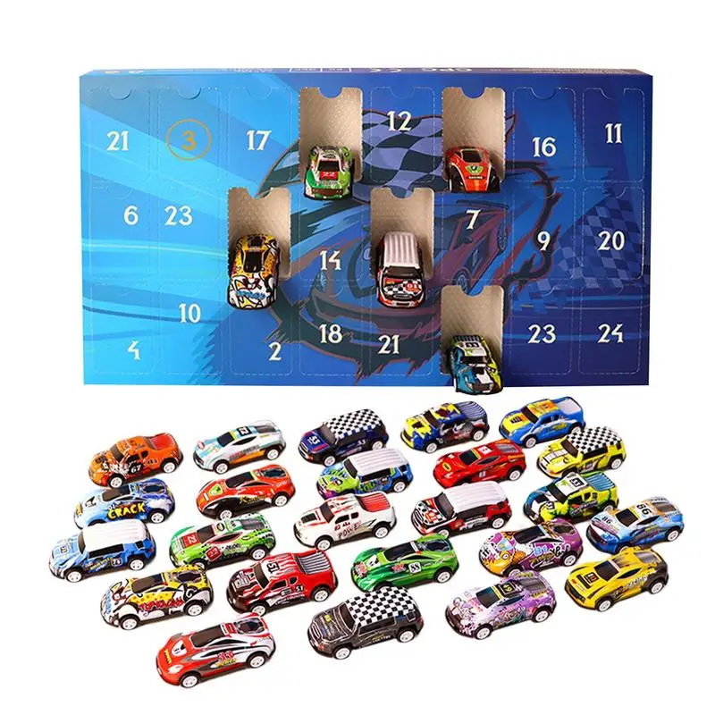 

Christmas Advent Calendar Pull Back Car Toys 24 Days Alloy Race Car Christmas Countdown Calendar Party Favor Kids Xmas Gifts