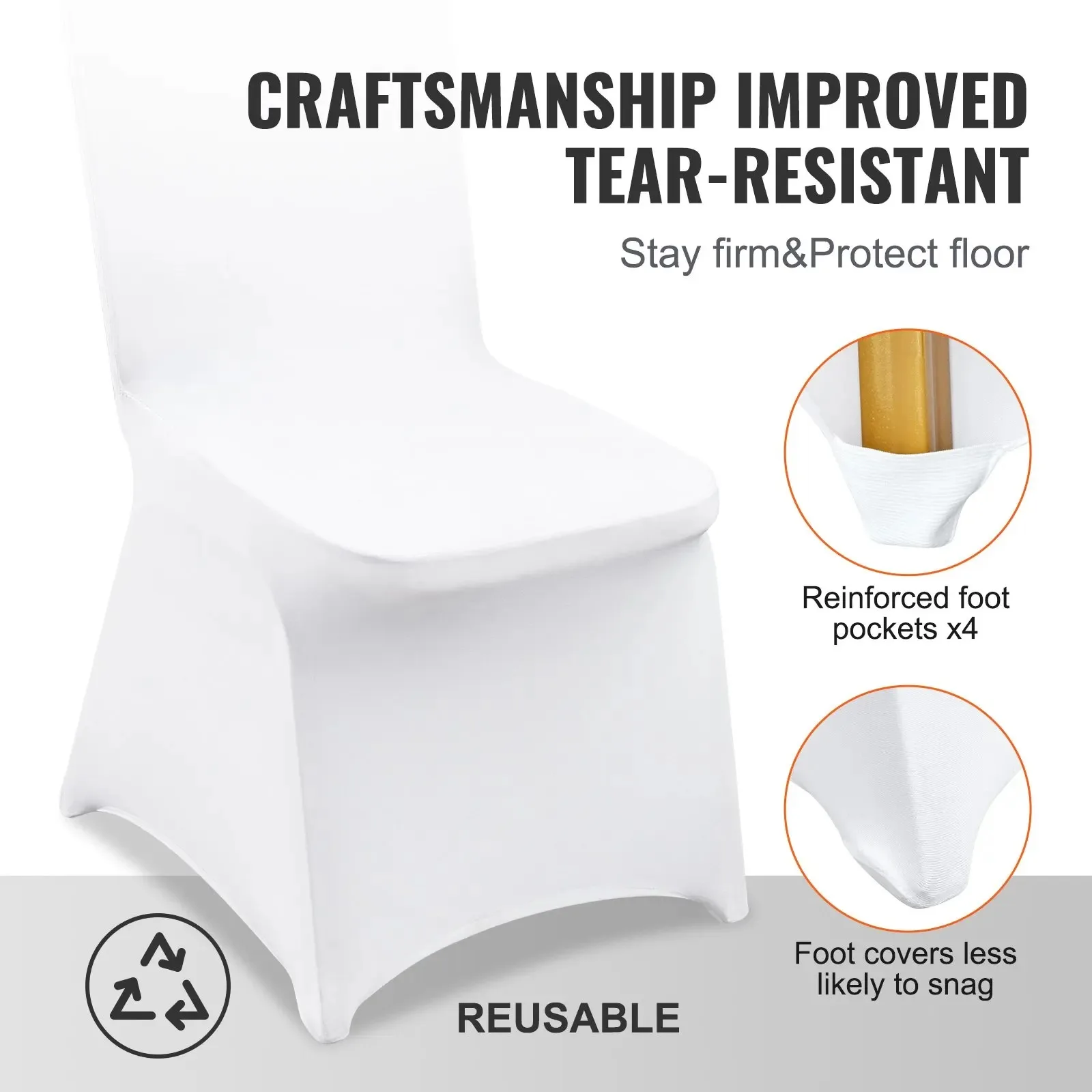 50‑Pack Stretch Spandex Folding Chair Slipcovers | Elastic Decorative Chair Sleeves, Reusable Seat Protector Covers for Wedding Receptions, Banquets, Party & Special Event Seating Decor