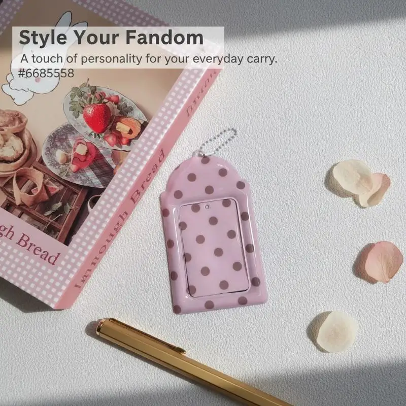 Cute Polka Dot Portable 3 Inch Card Holder Clear Photocard Sleeve for Kpop Idol Photo Storage Outdoor Carry