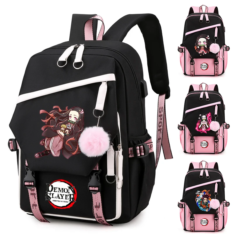 Demon Slayer Backpack Teenage Girl Boy Back To School Backpack Hildren School Bag Women Rucksack Canvas Leisure Cartoon Mochilas