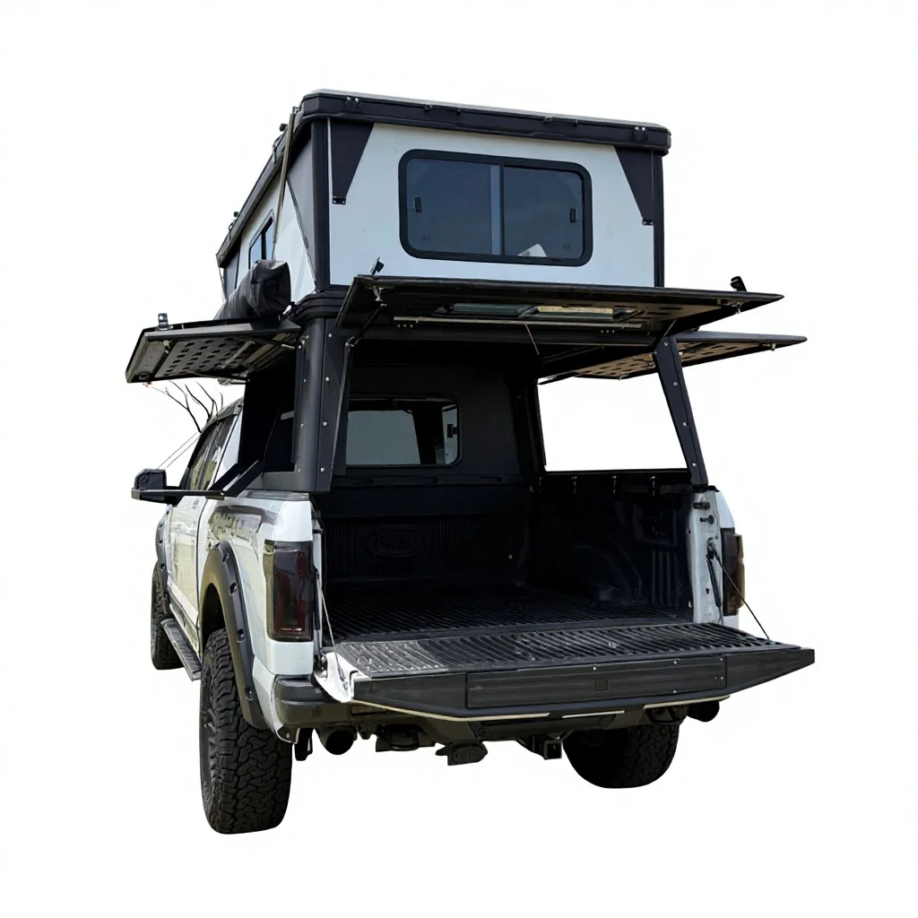 Truck Bed Camper, for Mini Pickup Truck, Aluminum Mini Caravan RV Trailer, Lightweight Hard Shell Cabin, Outdoor Camping Box