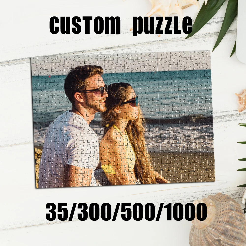

35/300/500/1000pcs Personalized Custom Photo Couple Beach Puzzle Funny Adult Leisure Toys Gift