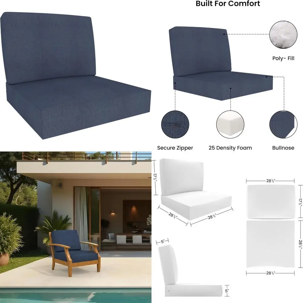 

outdoor deep seat cushion set, 28.5x28.5, 5" thick foam, weather-resistant patio cushions