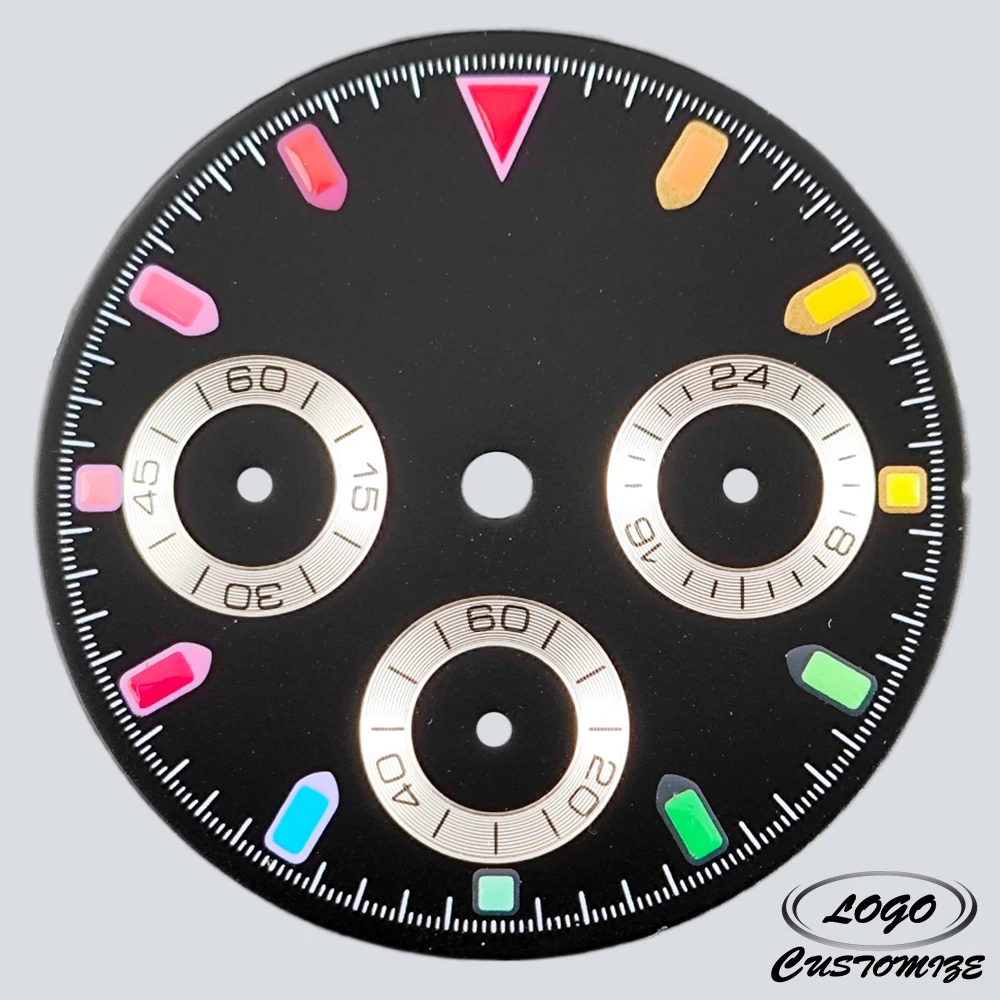 Customizable LOGO dial, three eyed panda, suitable for VK63 movement with lumens watch accessories, vk63 dial