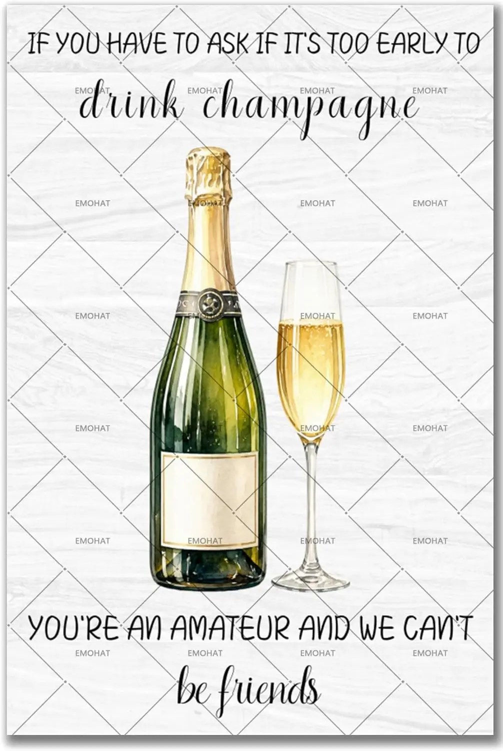EMOHAT Funny Champagne Friend Quote Metal Tin Sign Wall Art Decor   | Rustic Metal Signs, Girls Night Birthday Party Decoration,