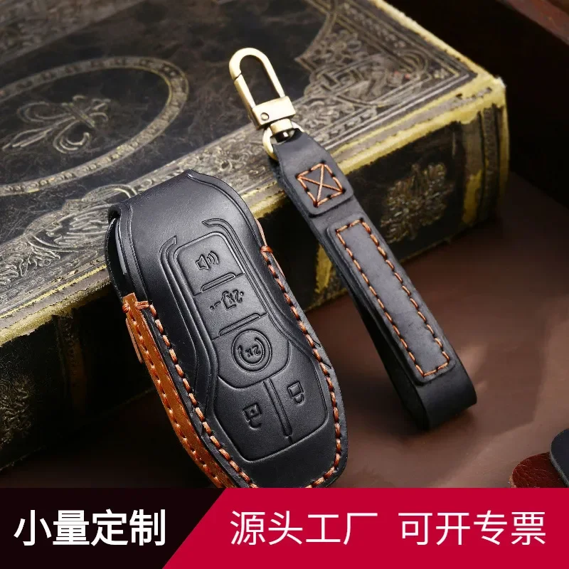 for Ford F-150 Raptor Key Case Purely Handmade Leather Car Key Cover Suitable for Old Ford Models Cross-border Exclusive