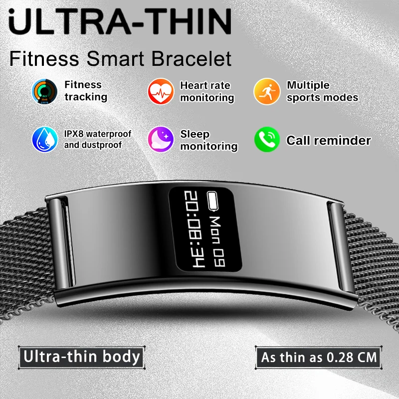 

2026 New Men Women Smart Bracelet Sports Fitness Tracker IPX8 Waterproof Smart Band Heart Rate Sleep Smartwatch For iOS Android