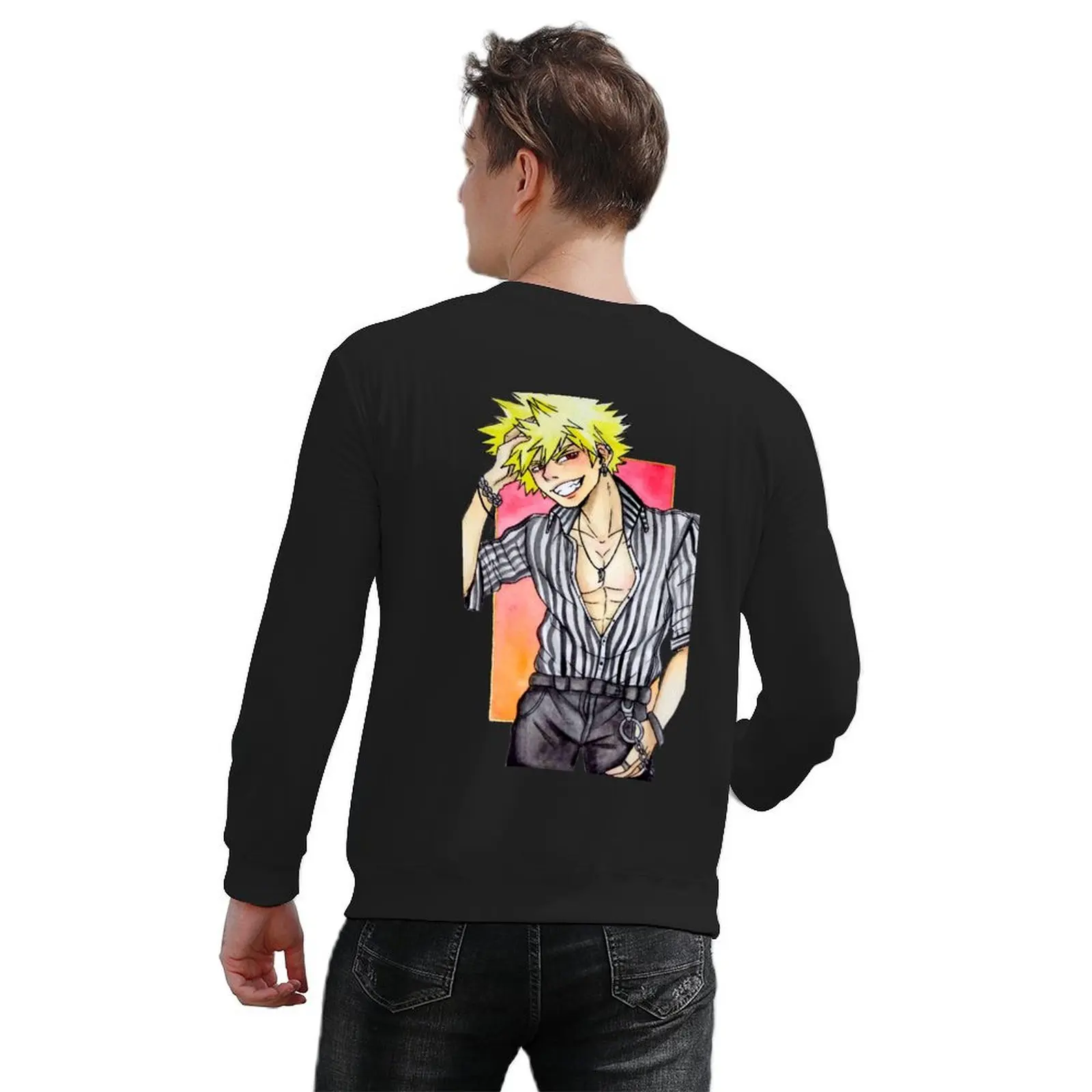 Katsuki Bakugou Watercolor Pullover anime clothes clothes for men men's clothes tracksuit winter man sweatshirt