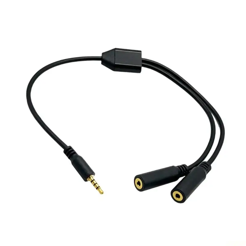 B03F TRRS 4Pole 2.5mm Y Splitter Cable Gold Plated Plugs Simultaneous Device Connection Durability PVC Metal Construction