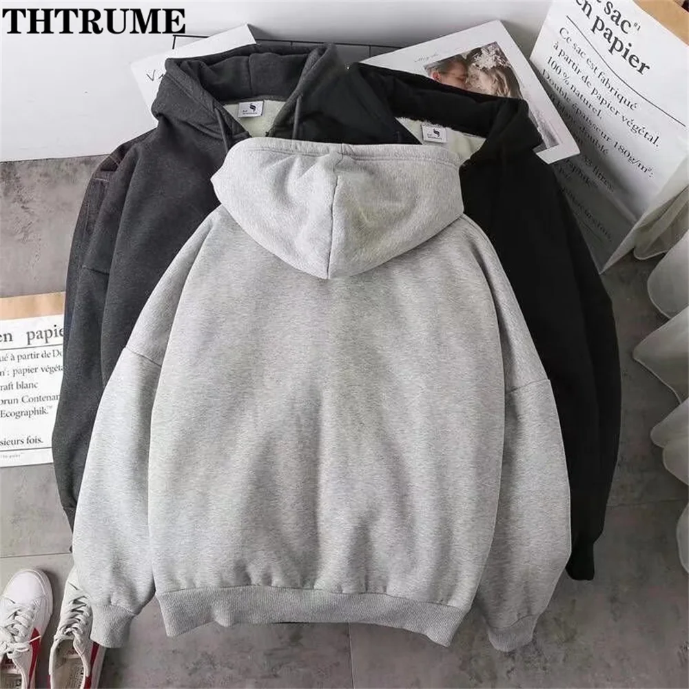 Elegant Women Chic Hoodies Fashion Autumn Winter Fleece Long Sleeve Solid Color Hooded Top Casual Office Lady Zipper Sweatshirts