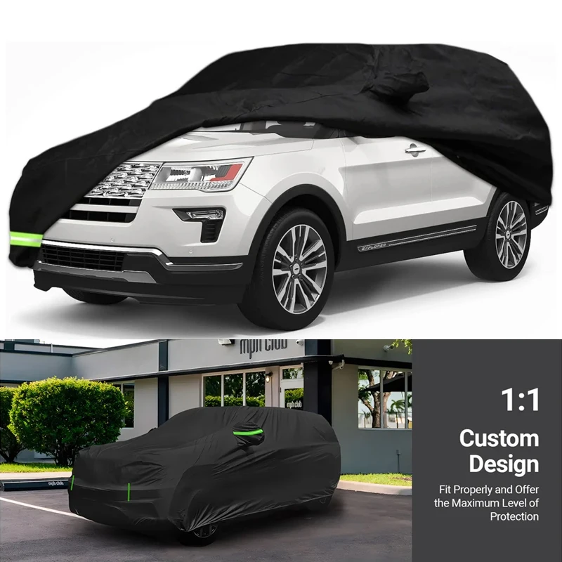 

210T уличные водонепроницаемые автомобильные чехлы на заказ для Ford Explorer 2011-2022 годов, 100% водонепроницаемый ветрозащитный ремень и двойная дверная молния