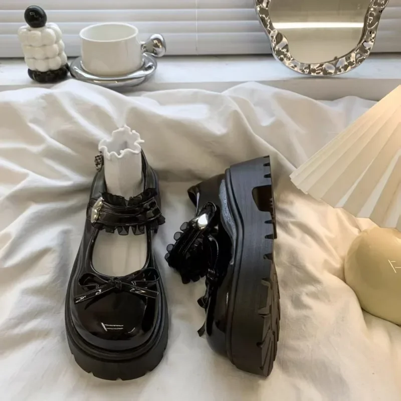 

Женские лоферы, милые туфли Мэри Джейн, женские туфли Лолиты на толстом каблуке с пряжкой до щиколотки, женская униформа, туфли-лодочки из искусственной кожи, женская обувь