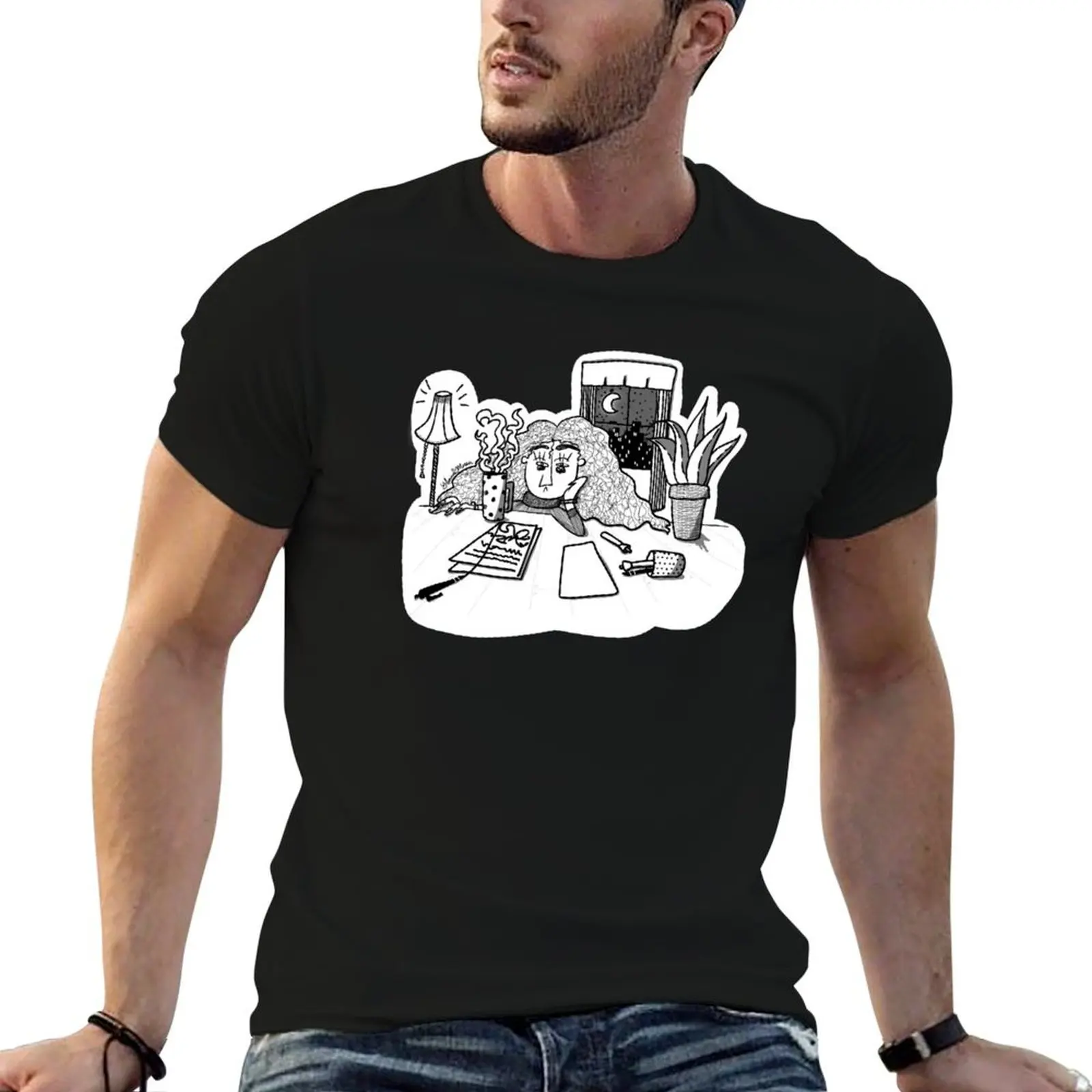 

Late Night Working T-Shirt anime clothes plus sizes plain black t shirts men