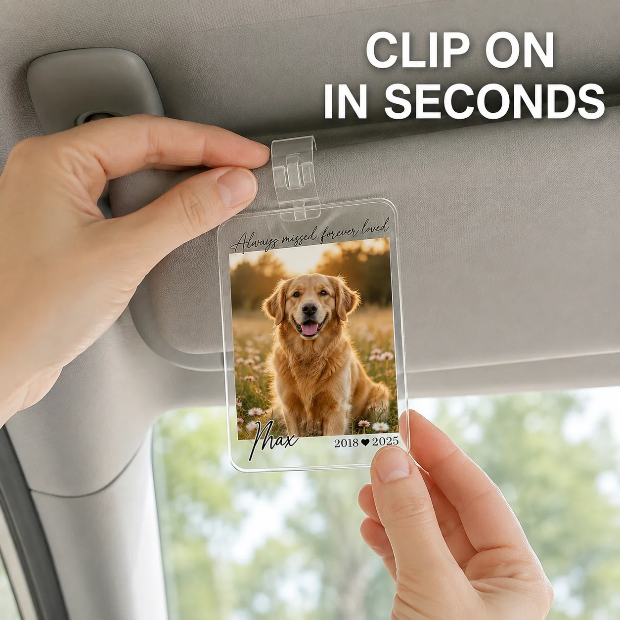 Personalized Pet Photo Car Visor Clip Custom Dog Memorial Keepsake Car Accessory Sympathy Gift