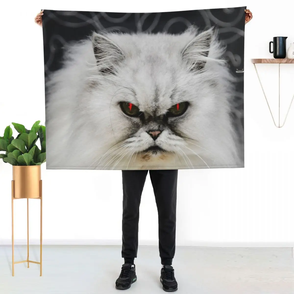 Persian cat / Swiss Artwork Photography Throw Blanket funny gift Decorative Sofas Camping Luxury Loose christmas gifts Blankets
