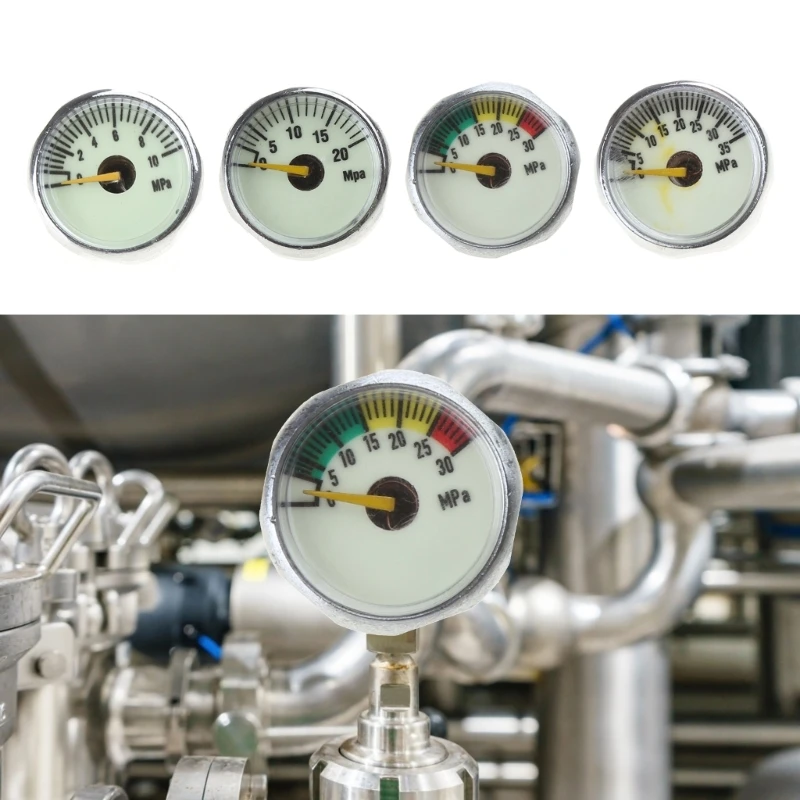 M10Thread Leak Detector Gas Pressure Meter with Backlit Mini Propane Tanks Gauge Level Indicator 25mm 10mpa/20mpa/30mpa/35mpa