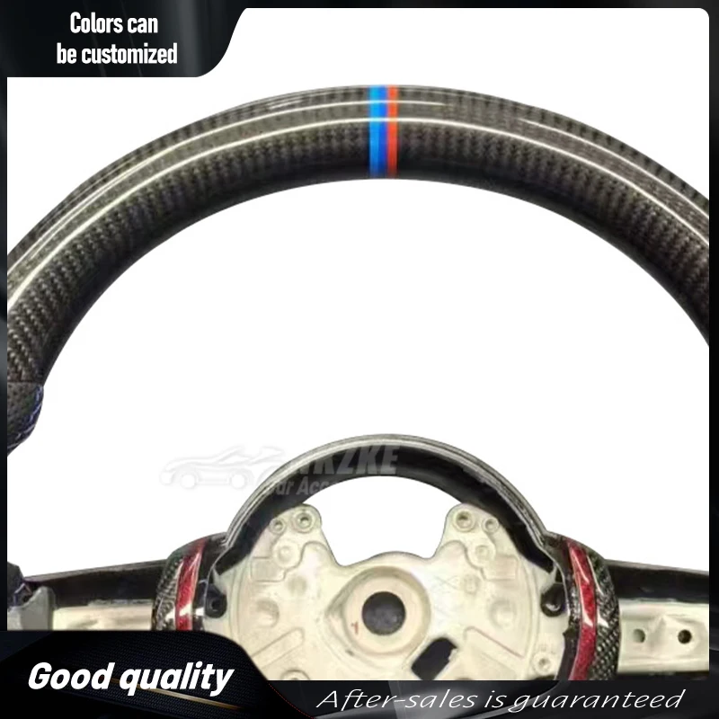 The Steering Wheel For BMW F30 F10 F31 F20 E60 E90 Is Made Of Carbon Fiber Material. Car Accessories Include The //M Logo