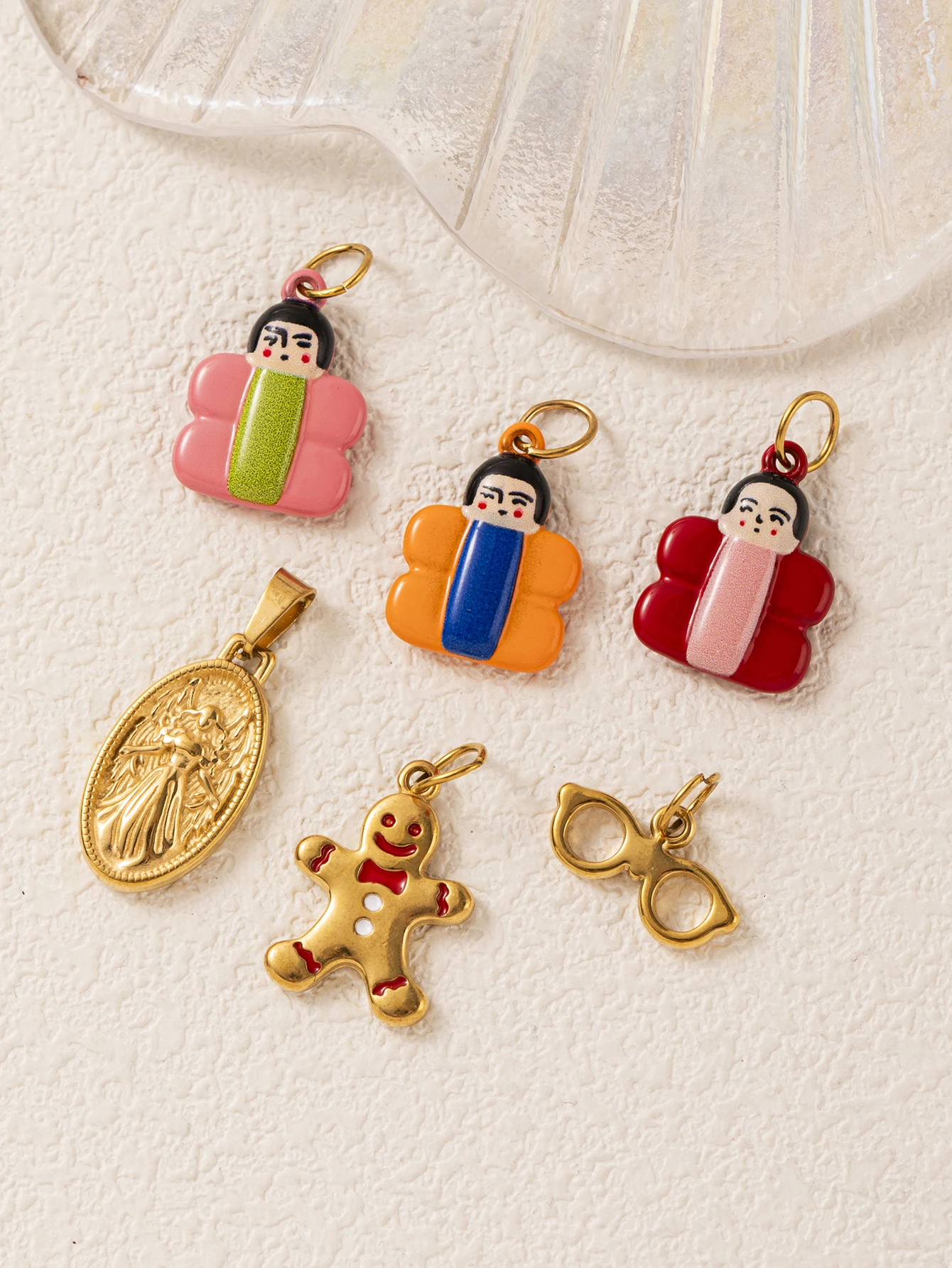 Edelstahl Niedliche Heilende Neue Beliebte Bunte Mädchen-Brillen-Keks DIY Anhänger Charms Schmuckherstellung – Detail 2