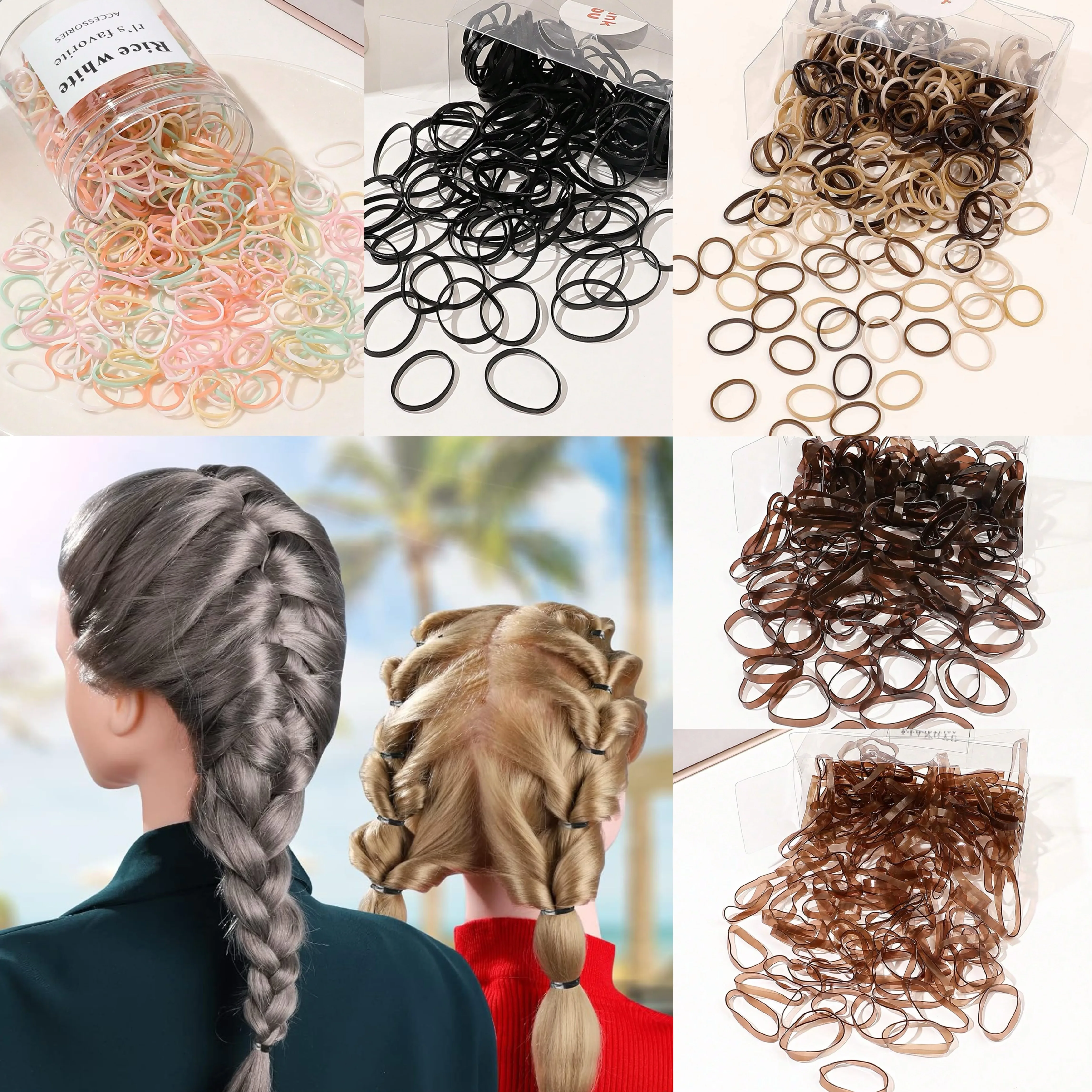 120/300/500Pcs Multi Color Elastic Hair Bands,Rubber Bands for Thin Thick Hair,Small Hair Ties Stretchy Ponytail Holders