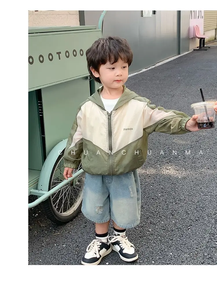 2025 الصيف الملابس في الهواء الطلق للأطفال وسيم صبي 1-10 Y الاطفال معطف مقنع طويلة الأكمام الرضع الفتيان واقية من الشمس سترة الاطفال القمم #6