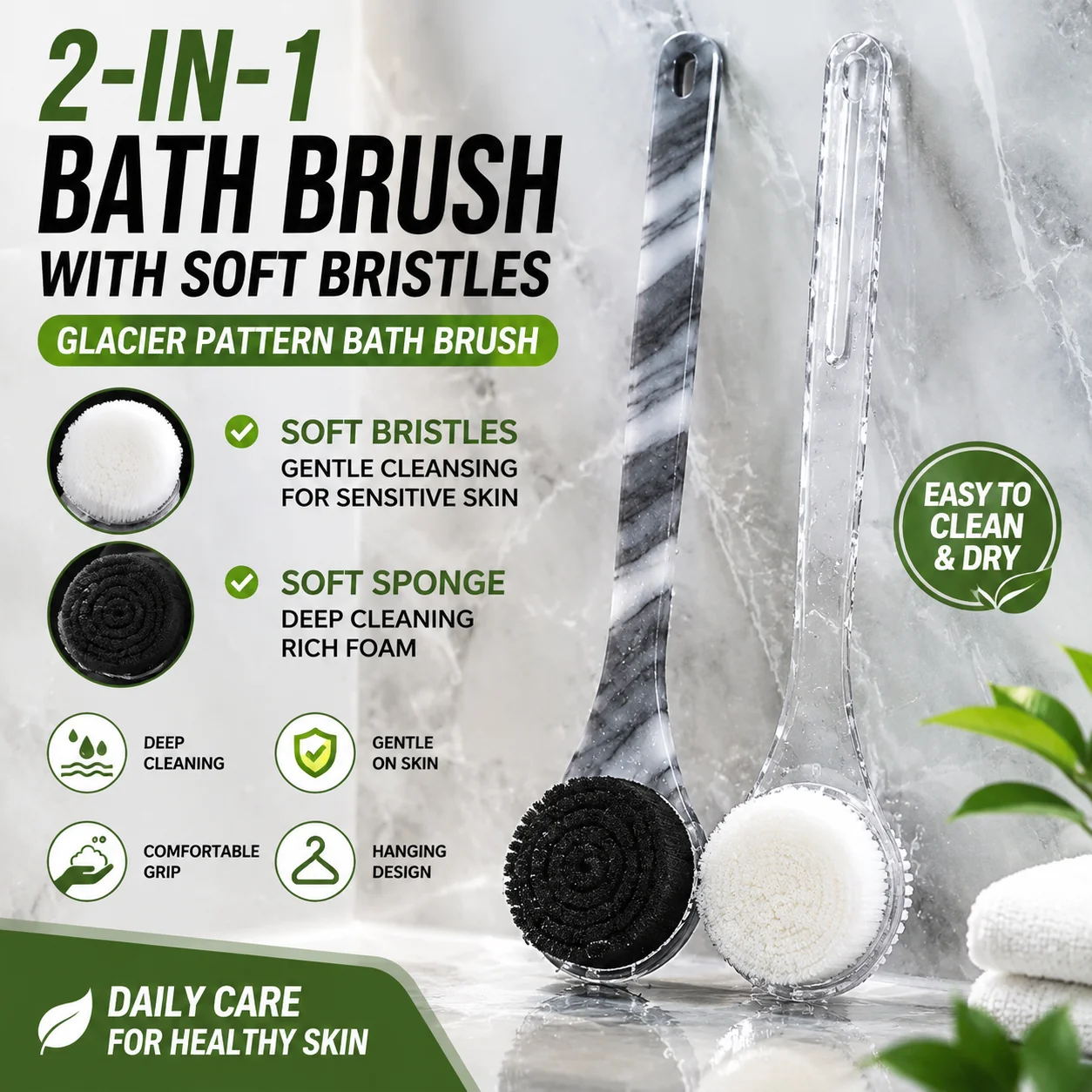 Bath brush, scrub bath artifact, no need for human back brush, bath body brush, soft bristle long handle brush, scrub mud
