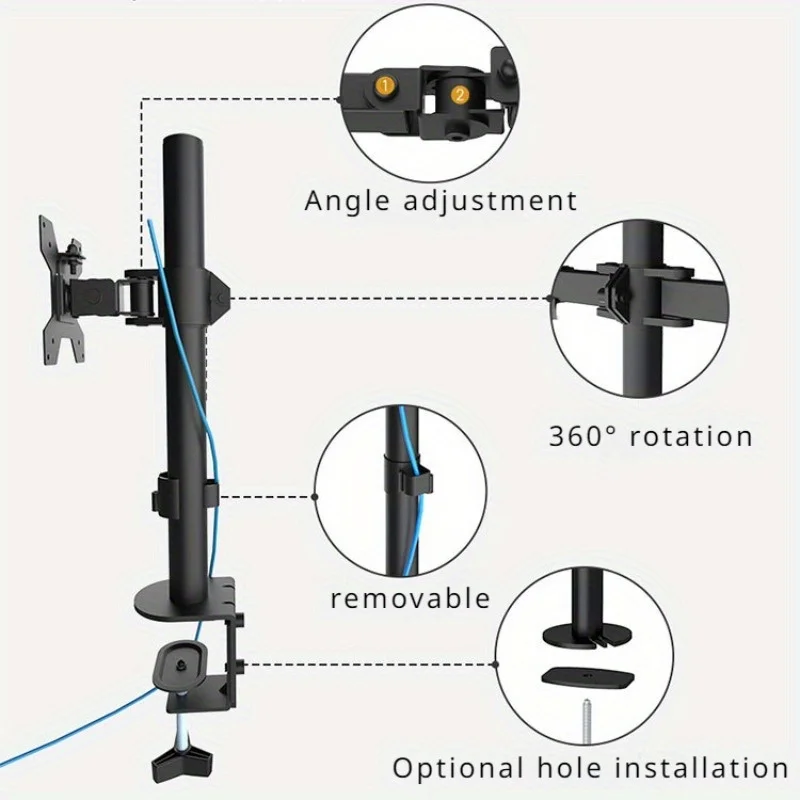 BEISHI Pojedynczy uchwyt na monitor Stojak na monitor biurkowy Ramię monitora mieści ekran dla 27\
