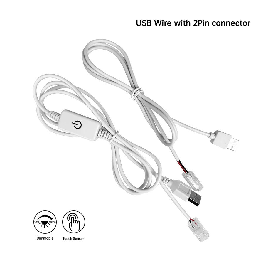 

2-контактный беспаечный разъем 8 мм 10 мм с USB-проводкой 5 В, светодиодный диммер, сенсорный датчик, ручной переключатель затемнения для светодиодной ленты SMD