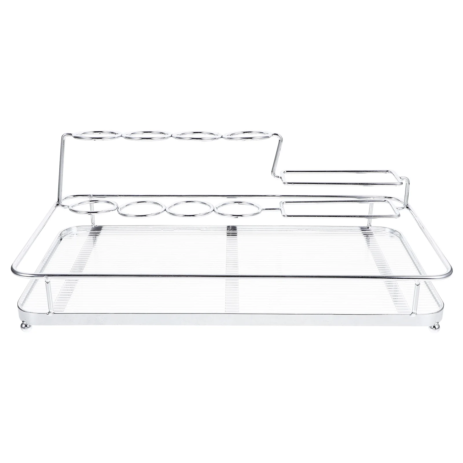 

Silver Acrylic Toothbrush Holder Cup Bathroom Countertop Organizer Tray Large Capacity Storage Desk Toiletry Corner Shelf Vanity