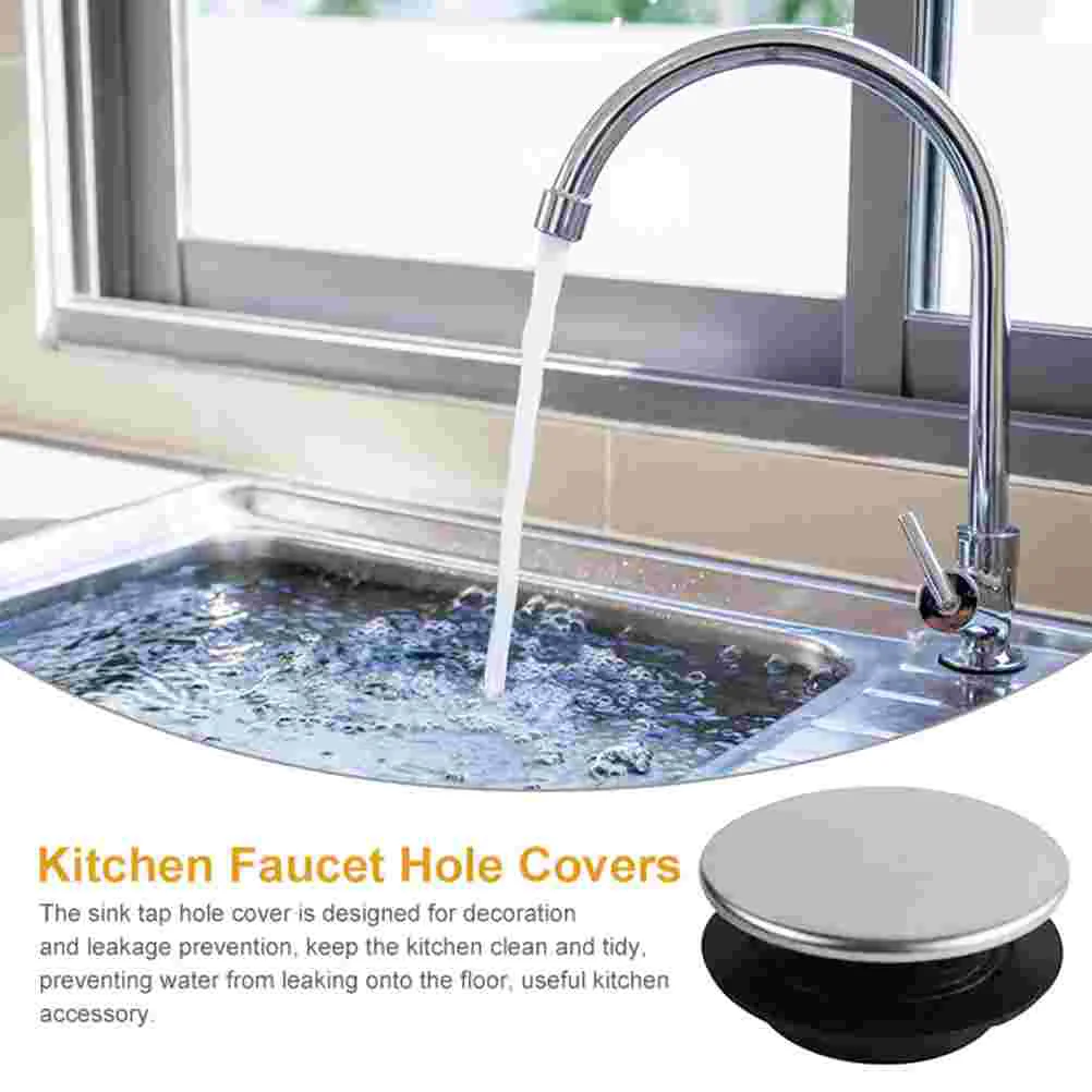 Cubiertas de orificios para fregadero de acero inoxidable, tapones de lavabo para grifo de sellado decorativo de 45mm para prevención de fugas de cocina, fácil instalación, 3 uds.