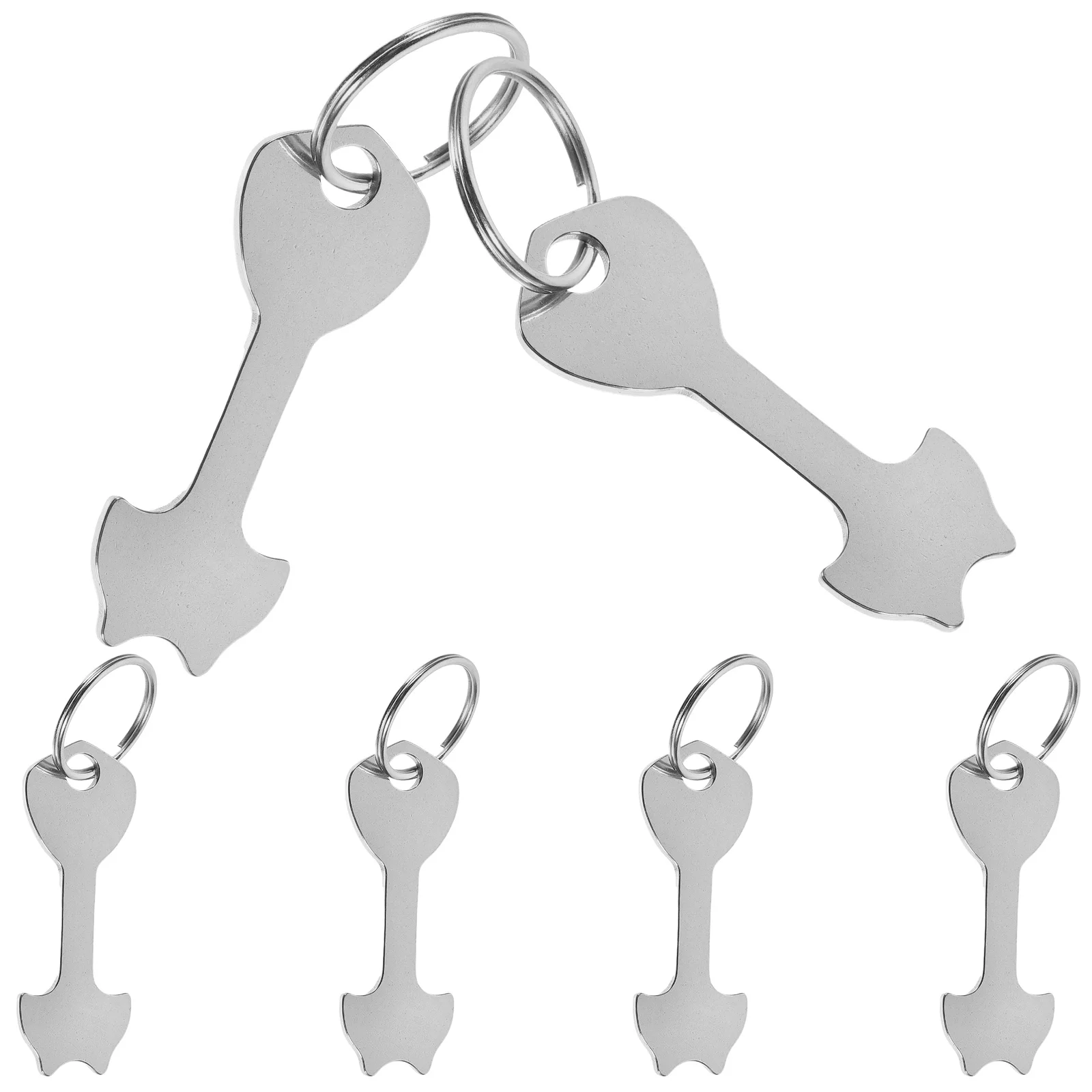 6 Pcs Zinc Alloy Trolley Token Key Ring Portable Metal Shopping Cart Coin Remover Pendant Keychains Trolley Opener Rings