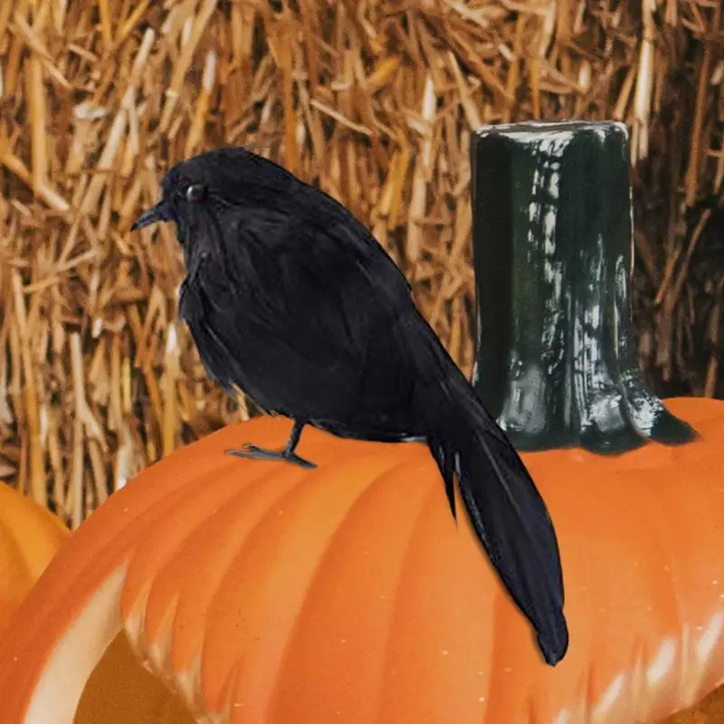 Artificial Crows Halloween Realistic Crows Halloween Decor 6.3 Inches Raven Decor Ornaments Raven Prop For Party Yard Tree