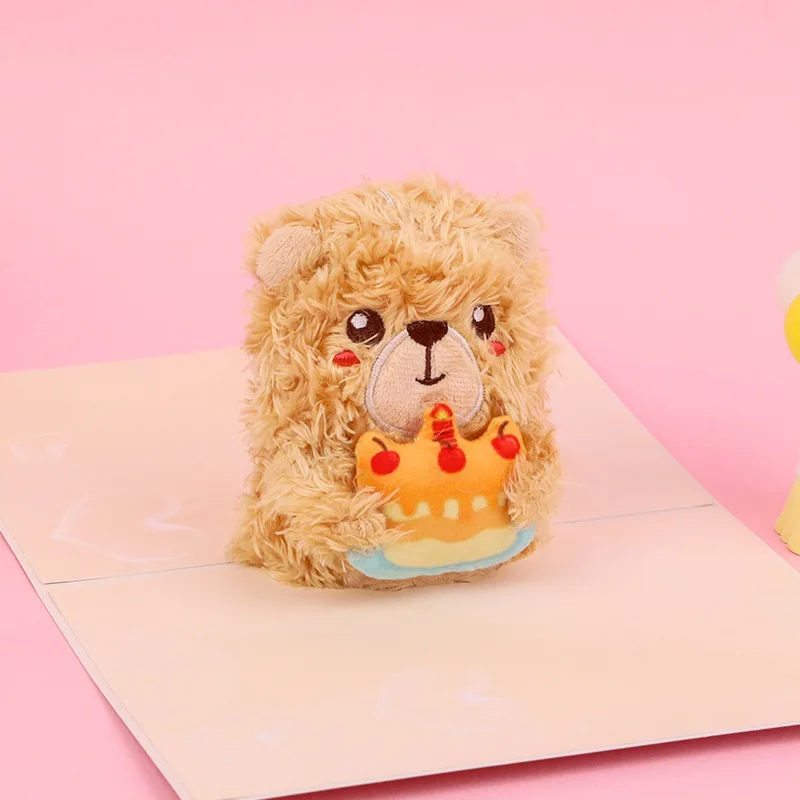 بطاقات تهنئة جديدة على شكل دب قطيفة ثلاثية الأبعاد، بطاقة تهنئة تذكارية لعيد الحب، بطاقة عيد ميلاد سعيد، هدايا إبداعية #2