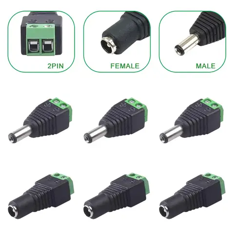 5PCS 12V DC Power Connector Plug Jack 2.1mmx5.5mm Adapter Male Female Socket Barrel for CCTV Camera LED Strip Supply Terminal