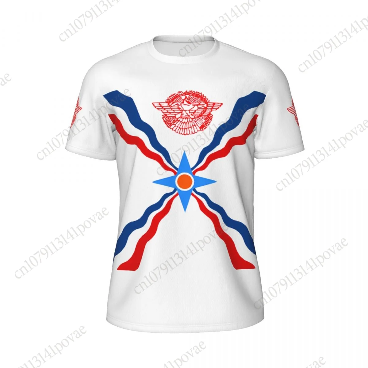 Assyrian Flag T-shirts Men Women Mesh Clothing Sports Breathable For Running Bike Tennis Fitness