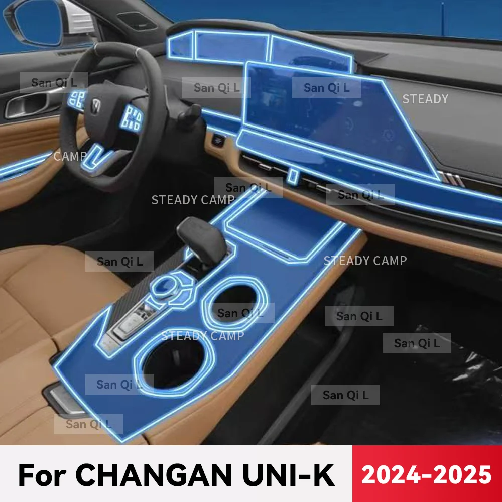 For CHANGAN UNI-K 2024 2025 TPU Car Navigation Screen Film Gearbox Protective Sticker Anti-scratch Interior Accessories