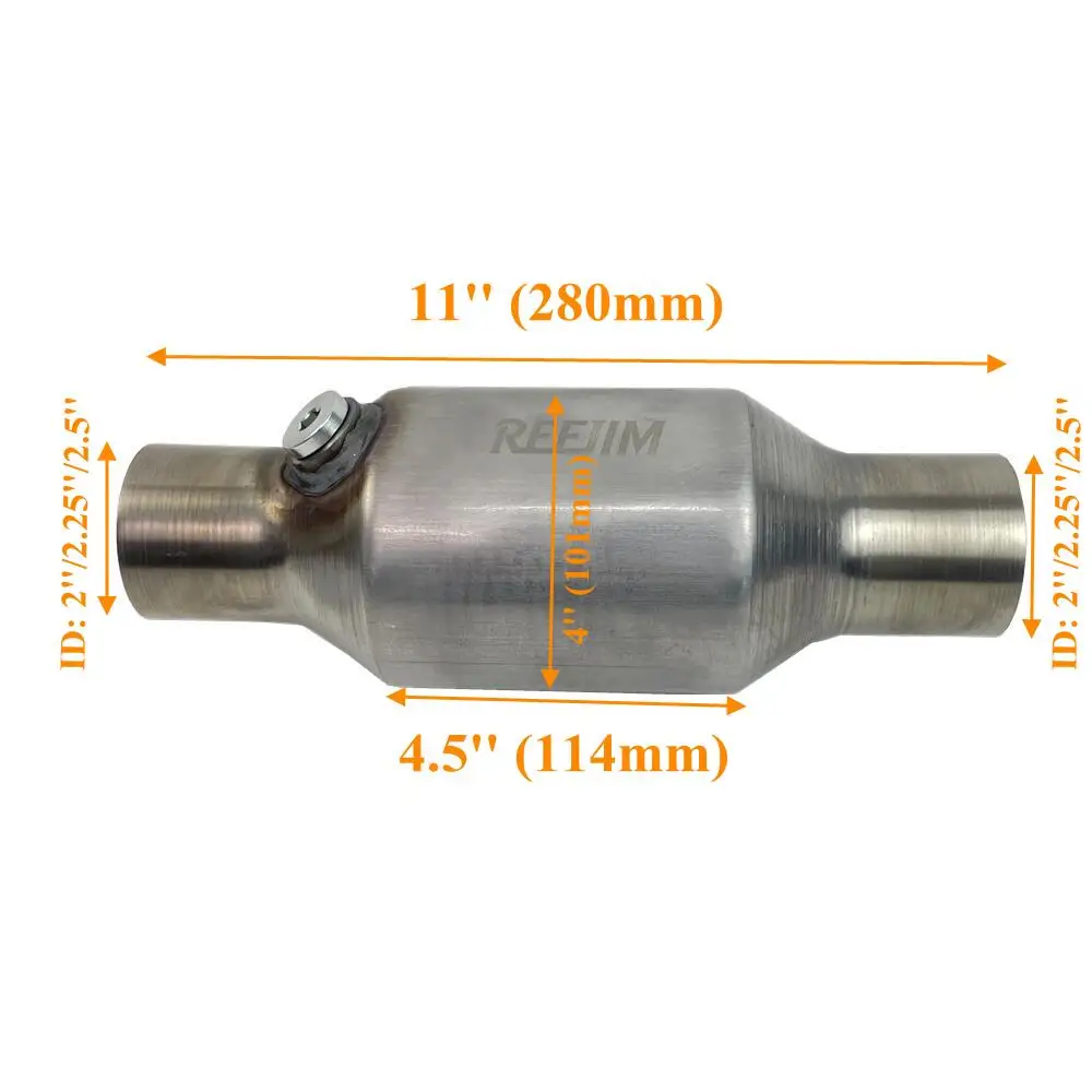 Universal aço inoxidável redondo catalisador, catalisador de alto fluxo, 2 \'\'2,25 \'\'2.5\'\', 400 células, Euro