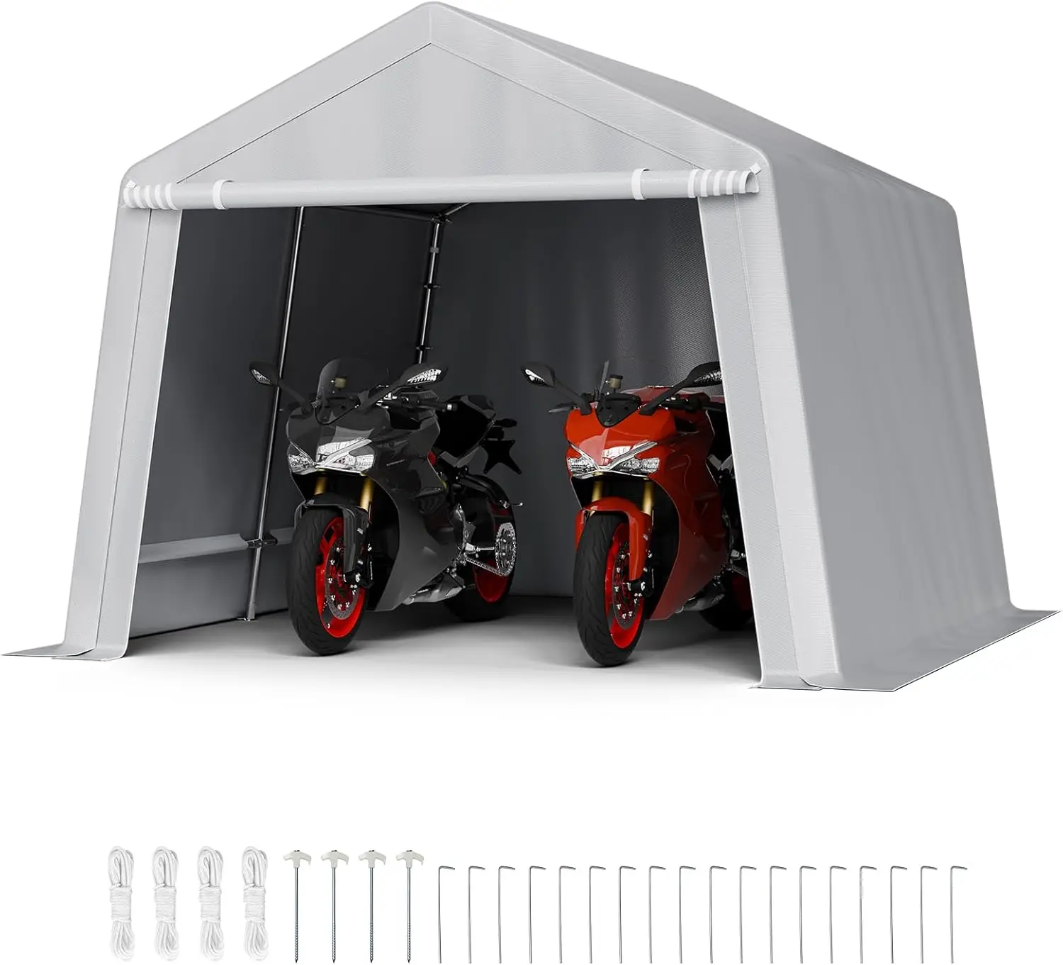 

Outdoor Storage Shed, 10 x 10 ft Portable Storage Tent with Roll-up Door & Vents, Waterproof Canopy Shed Shelter, Heavy Duty Fra