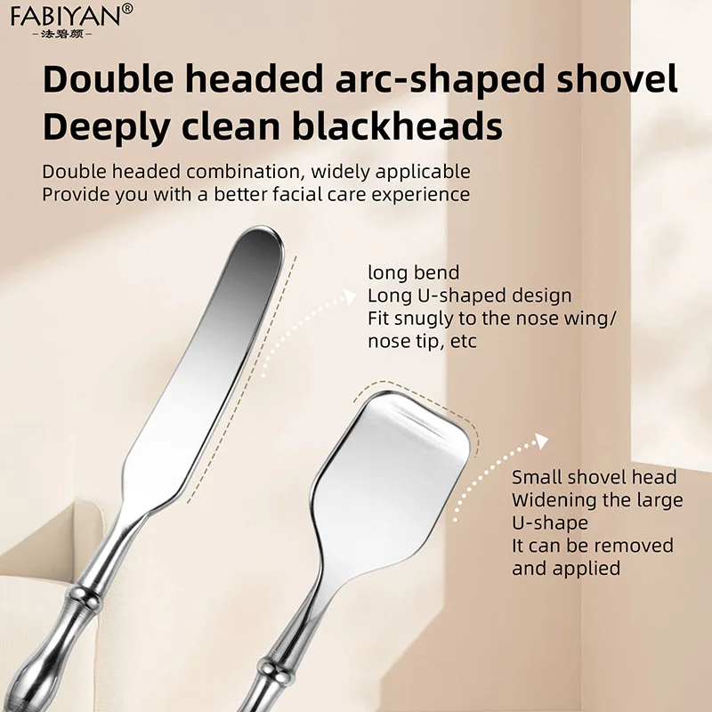 ダブルヘッドステンレス鋼ブラックヘッドリムーバーシャ​​ベルスキンケア女の子にきびにきび除去ツール鼻フェイシャルケアツール