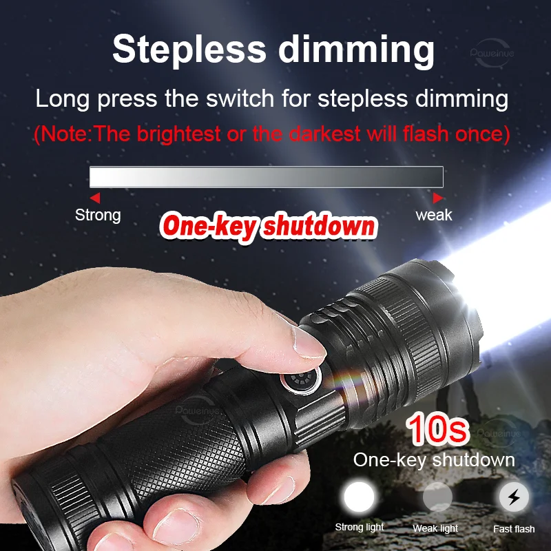 1000000LM 500W High Power LED Rechargeable Flashlights 5000MAH Ultra Powerful Flashlight LED Camping Spotlight Tactical Torch