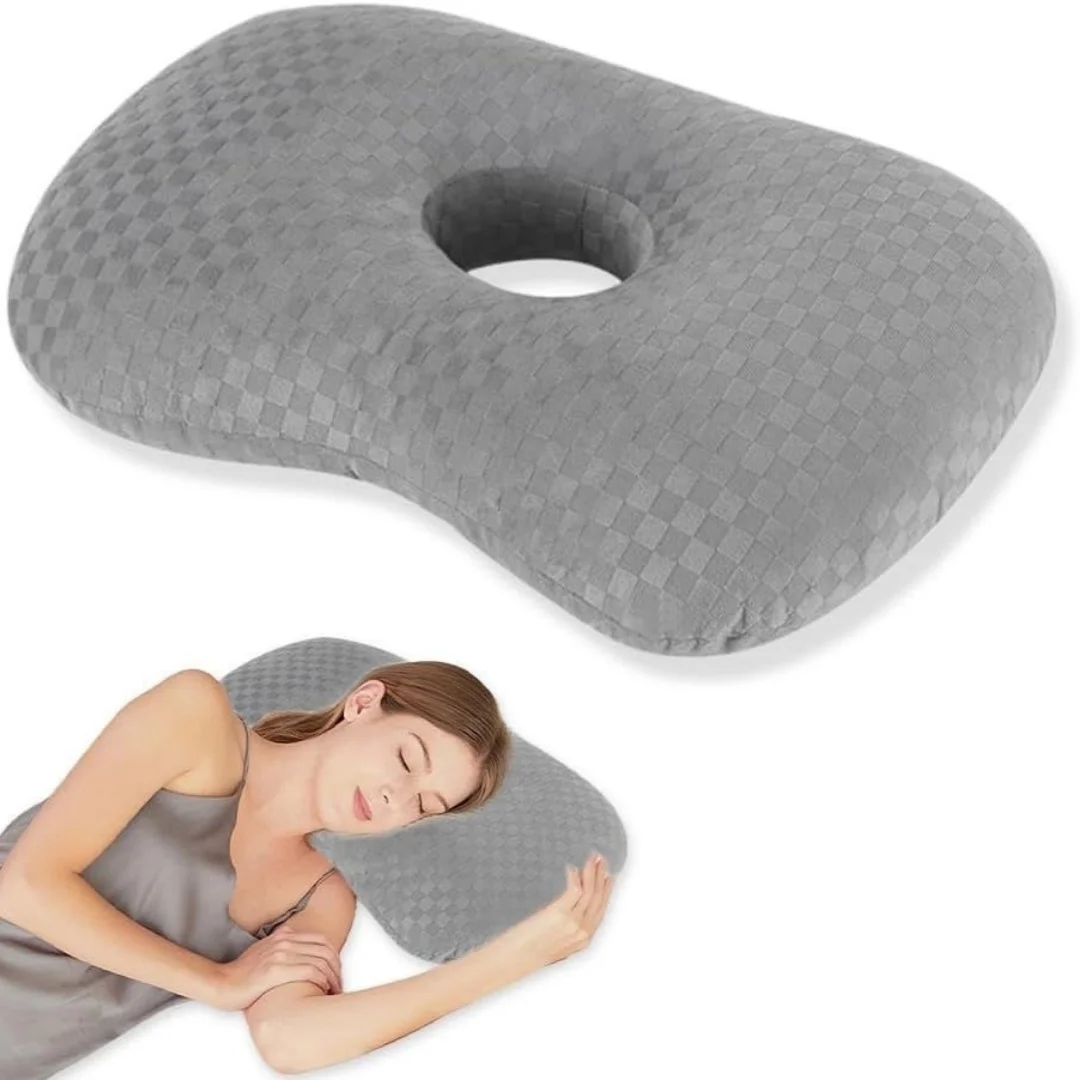 Ear Hole Pillow For Side Sleepers, Ear Pain Relief Pillow With Central Hole, Protect Ear Piercing Pressure Relief Cushion