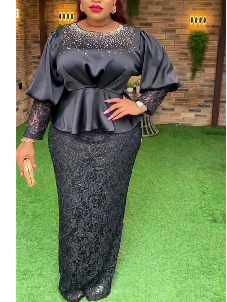 Elegante roupa africana para mulheres, vestido de ankara, roupas com renda para senhora, vestidos longos para festa de casamento plus size, novo, 2022, dashiki